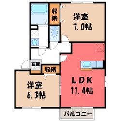 宇都宮駅 バス26分  台岡本上下車：停歩5分 1階の物件間取画像